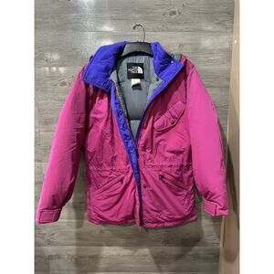 Vintage 90’s The North Face Goose Down Puffer Ski Jacket Large Purple Pink Hood